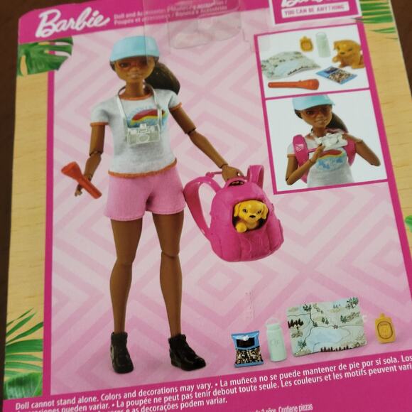 Barbie Hiking Doll Brunette with Puppy & 9 Accessories Including Backpack New - Picture 8 of 15